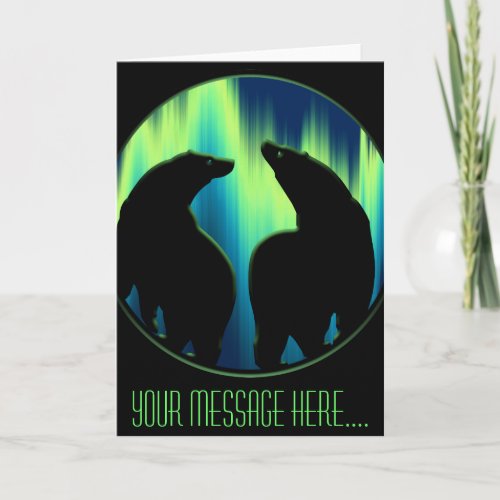 Polar Bear Art Cards Northern Lights Bear Art Card