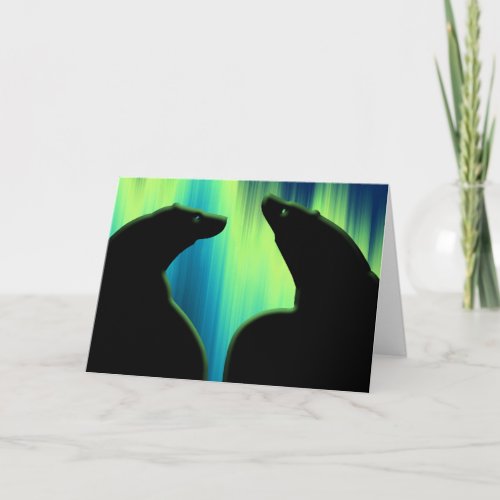 Polar Bear Art Cards Northern Lights Bear Art Card