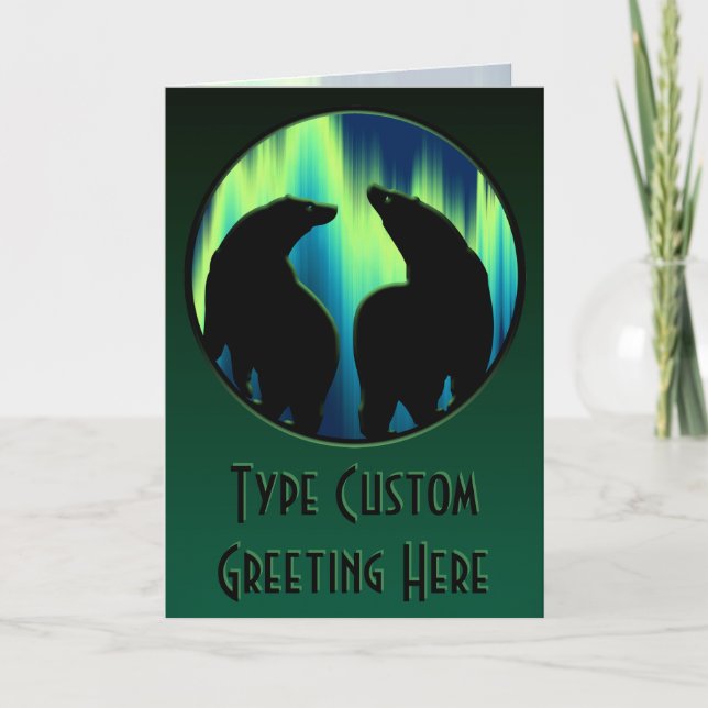 Polar Bear Art Cards Northern Lights Bear Art Card (Front)