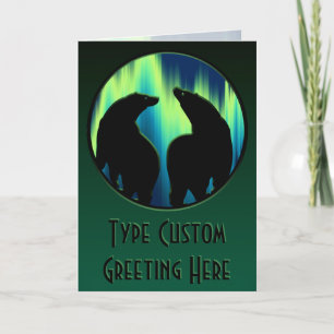 Polar Bear Art Cards Northern Lights Bear Art Card