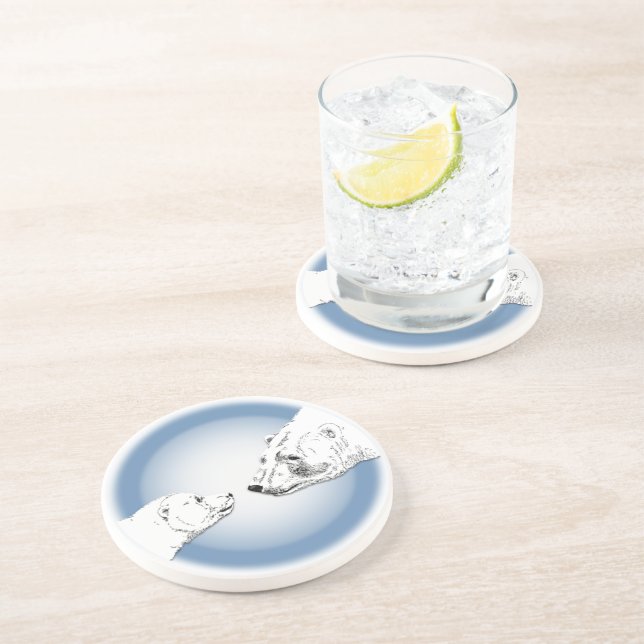 Polar Bear Art Coasters Bear & Cub Coaster (Side)