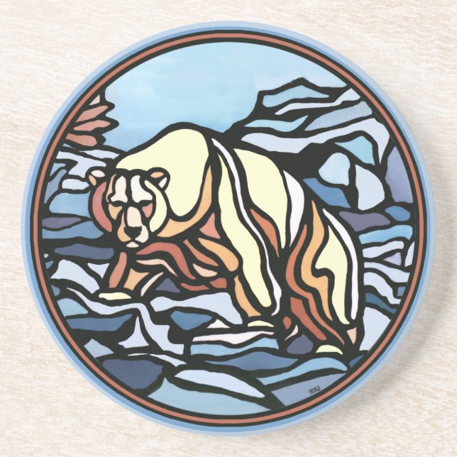 Polar Bear Art Coasters Native Art Bear Coaster (Front)