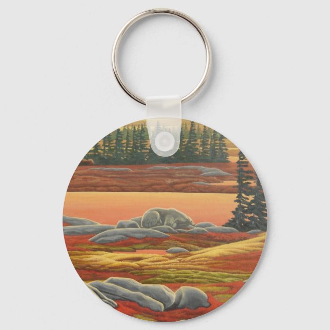 Polar Bear Art Key Chain Canadian Wildlife Gifts (Front)