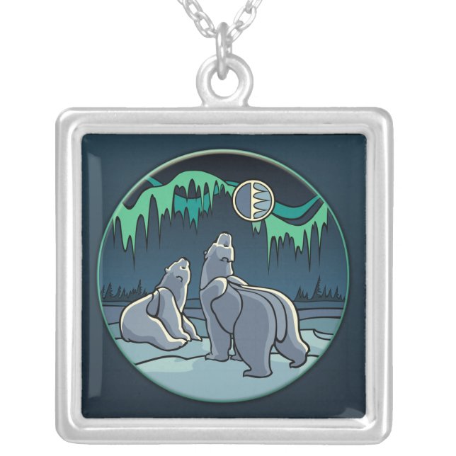 Polar Bear Art Necklace Arctic Bear Art Jewelry (Front)