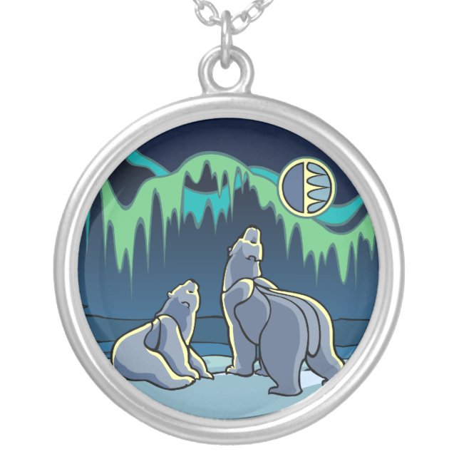 Polar Bear Art Necklace Native Bear Art Jewelry (Front)