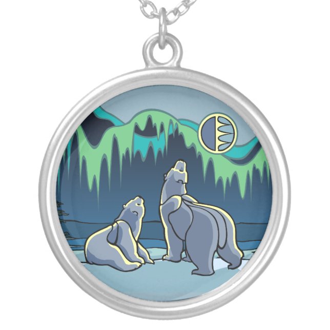 Polar Bear Art Necklace Native Bear Art Jewelry (Front)