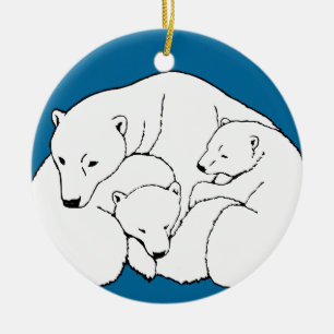 Polar Bear Art Ornament Mother Bear Baby Bear Gift