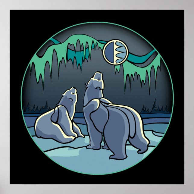 Polar Bear Art Poster Print First Nation Wildlife (Front)