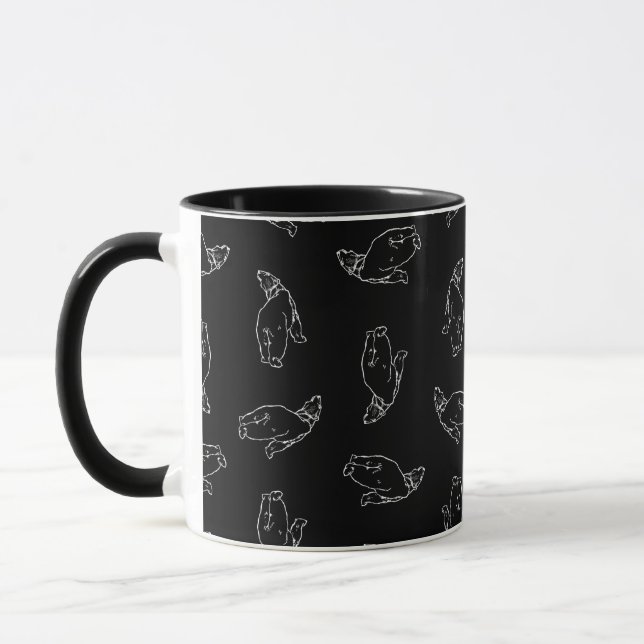 Polar Bear Art Print Pattern Polar Bears Black Mug (Left)