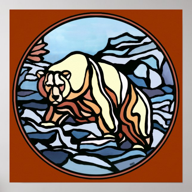 Polar Bear Art Print Tribal Wildlife Home Decor (Front)