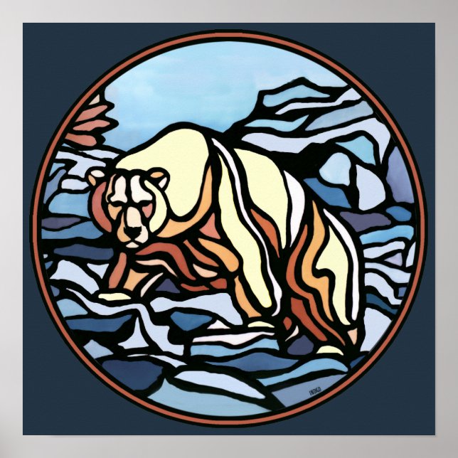 Polar Bear Art Print Tribal Wildlife Home Decor (Front)