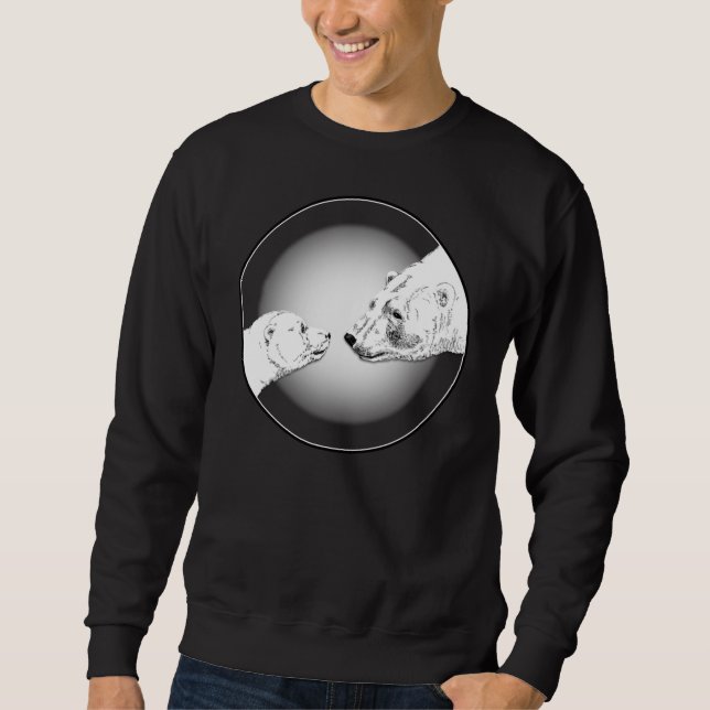 Polar Bear Art Sweatshirt Cute Baby Bear Shirts (Front)