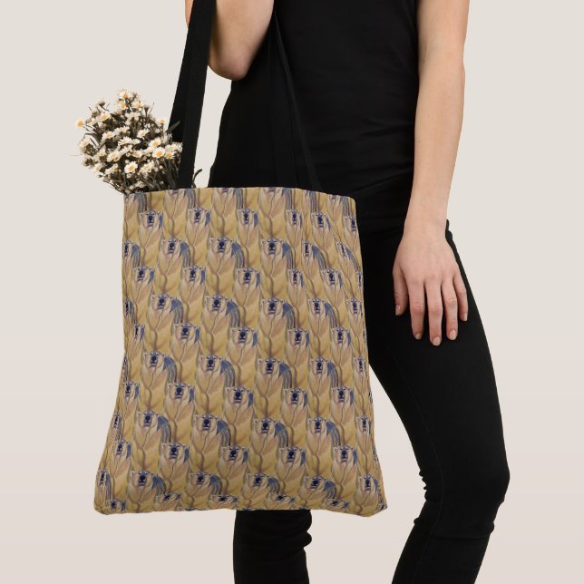 Polar Bear Art Tote Bag Wildlife Art Shopping Bag (Close Up)