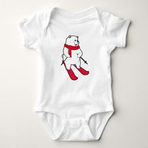 Polar bear as Skier with Ski Baby Bodysuit