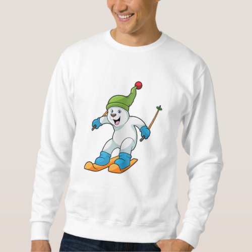 Polar bear as Skier with Ski  Bobble hat Sweatshirt