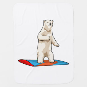 Polar bear as Snowboarder with Snowboard Baby Blanket