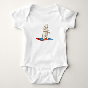 Polar bear as Snowboarder with Snowboard Baby Bodysuit