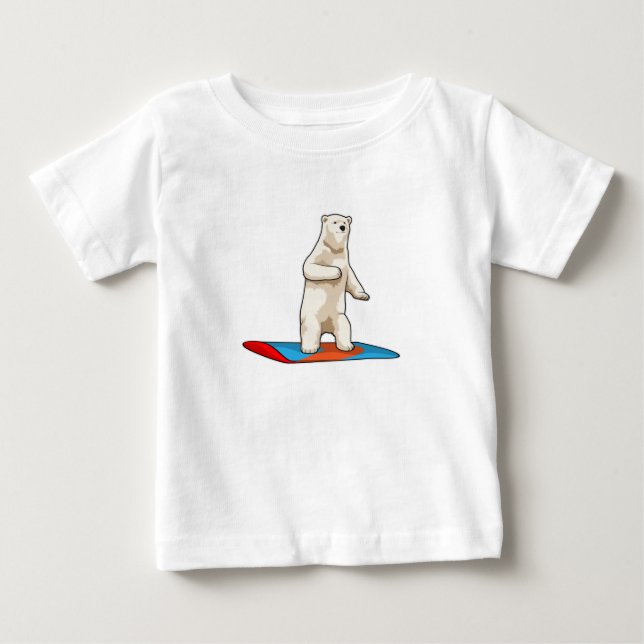Polar bear as Snowboarder with Snowboard Baby T-Shirt (Front)