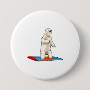 Polar bear as Snowboarder with Snowboard Button