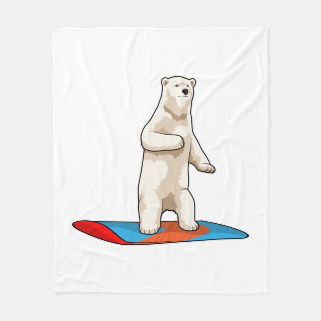 Polar bear as Snowboarder with Snowboard Fleece Blanket (Front)