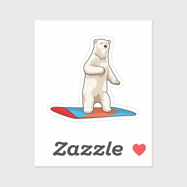 Polar bear as Snowboarder with Snowboard Sticker (Sheet)