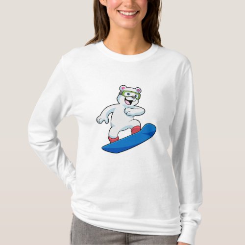 Polar bear as Snowboarder with Snowboard T_Shirt