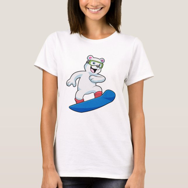 Polar bear as Snowboarder with Snowboard T-Shirt (Front)