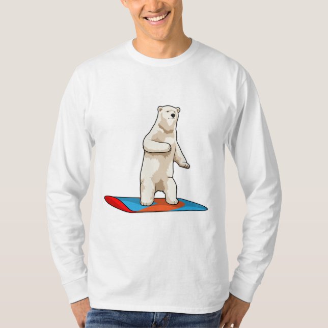 Polar bear as Snowboarder with Snowboard T-Shirt (Front)