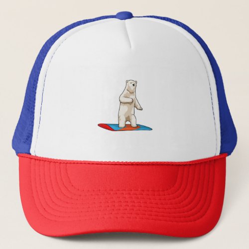 Polar bear as Snowboarder with Snowboard Trucker Hat