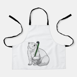 Polar bear at Hockey with Hockey stick Apron