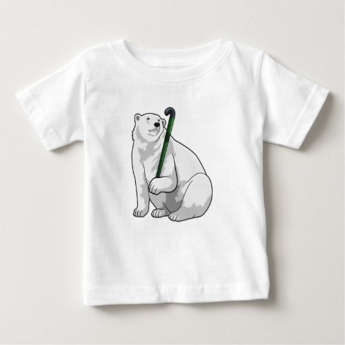 Polar bear at Hockey with Hockey stick Baby T_Shirt