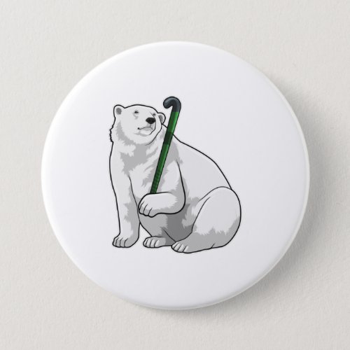 Polar bear at Hockey with Hockey stick Button