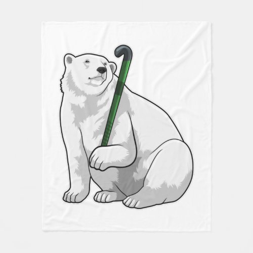 Polar bear at Hockey with Hockey stick Fleece Blanket