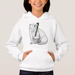 Polar bear at Hockey with Hockey stick Hoodie