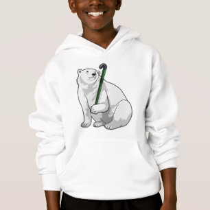 Polar bear at Hockey with Hockey stick Hoodie