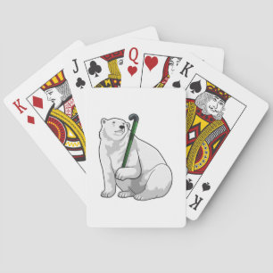 Polar bear at Hockey with Hockey stick Poker Cards