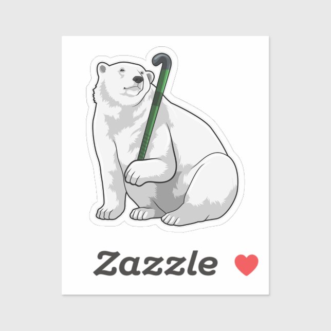 Polar bear at Hockey with Hockey stick Sticker (Sheet)