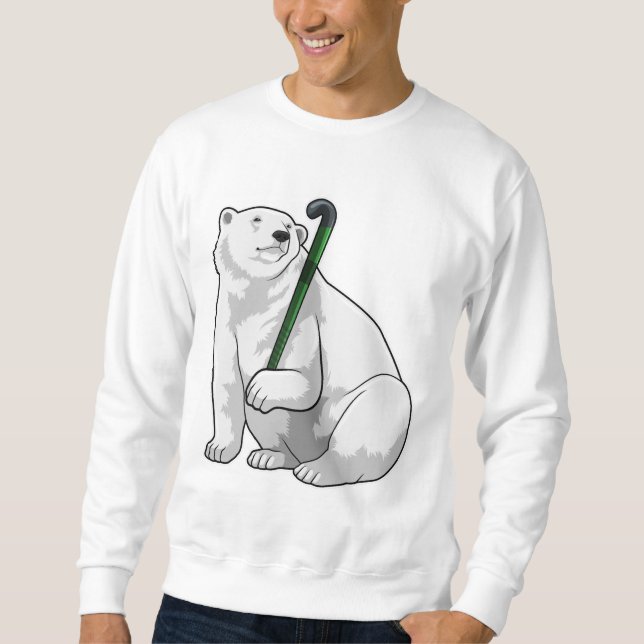 Polar bear at Hockey with Hockey stick Sweatshirt (Front)