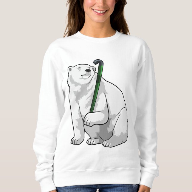 Polar bear at Hockey with Hockey stick Sweatshirt (Front)