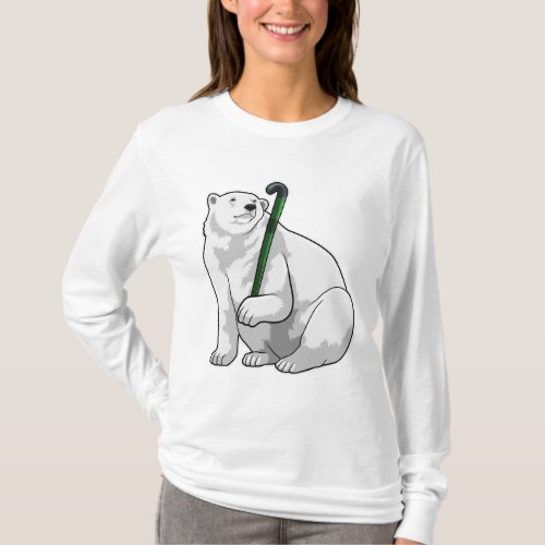 Polar bear at Hockey with Hockey stick T_Shirt