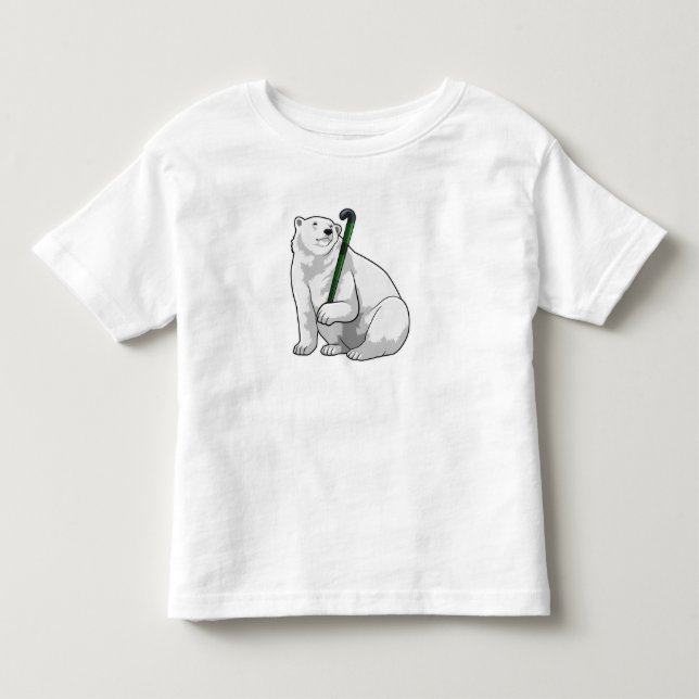 Polar bear at Hockey with Hockey stick Toddler T-shirt (Front)