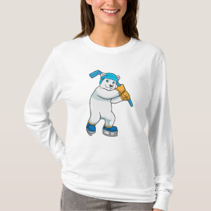 Polar bear at Ice hockey with Ice hockey stick T-Shirt