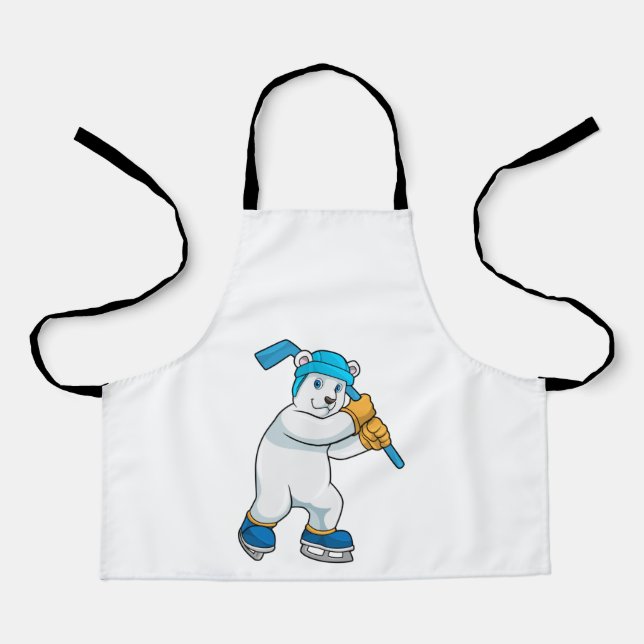 Polar bear at Ice hockey with Stick Apron (Front)