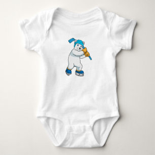 Polar bear at Ice hockey with Stick Baby Bodysuit