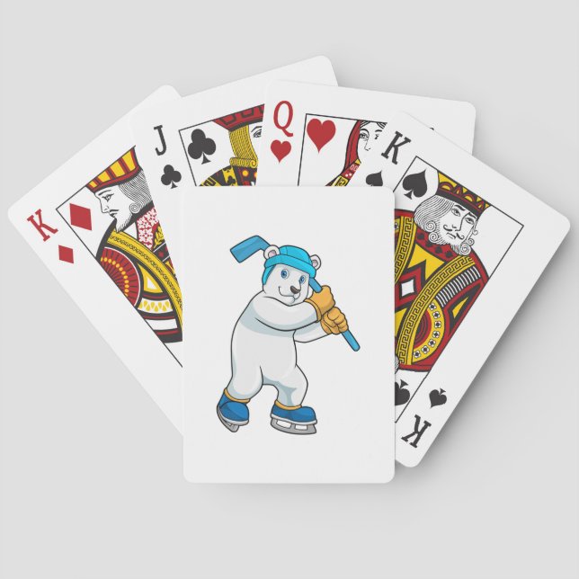 Polar bear at Ice hockey with Stick Poker Cards (Back)