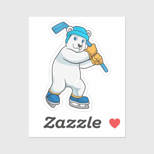 Polar bear at Ice hockey with Stick Sticker (Sheet)