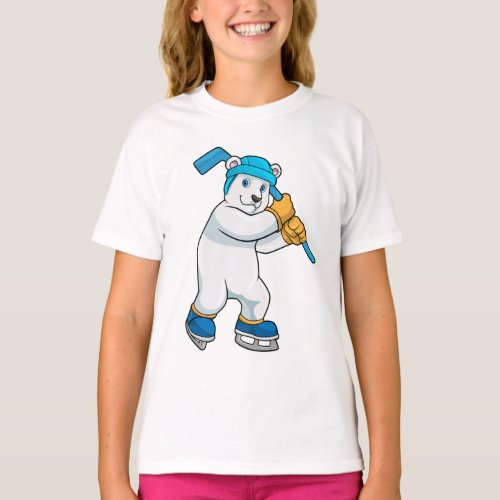 Polar bear at Ice hockey with Stick T_Shirt
