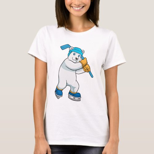 Polar bear at Ice hockey with Stick T_Shirt