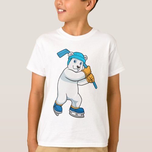 Polar bear at Ice hockey with Stick T_Shirt