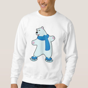 Polar bear at Ice skating with Scarf Sweatshirt